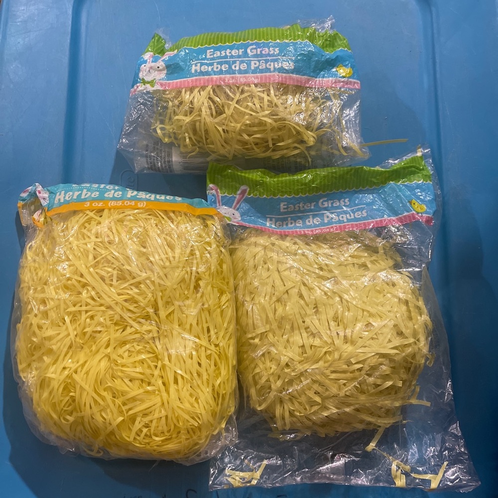 Lot of 3 Yellow Easter Grass Bags 3 oz Ea (Total 6.3 oz) Basket Filler Decorate